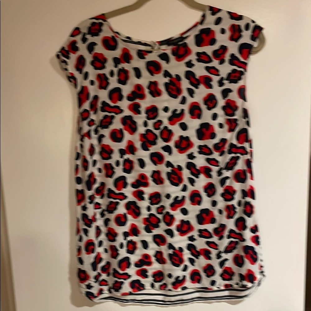 Talbots Red, White, & Blue Sleeveless Patterned Top